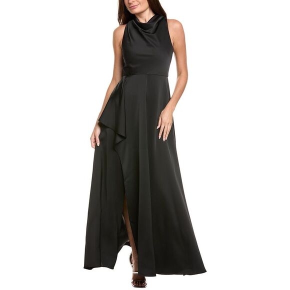 Theia WomensAmara Drape Gown Black